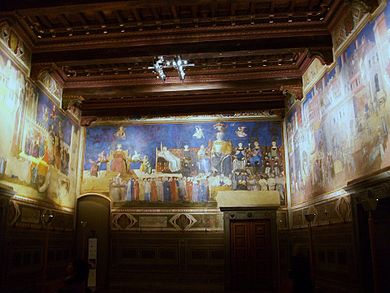 Sala amb frescos dAmbrogio Lorenzetti Palazzo Pubblico de Siena